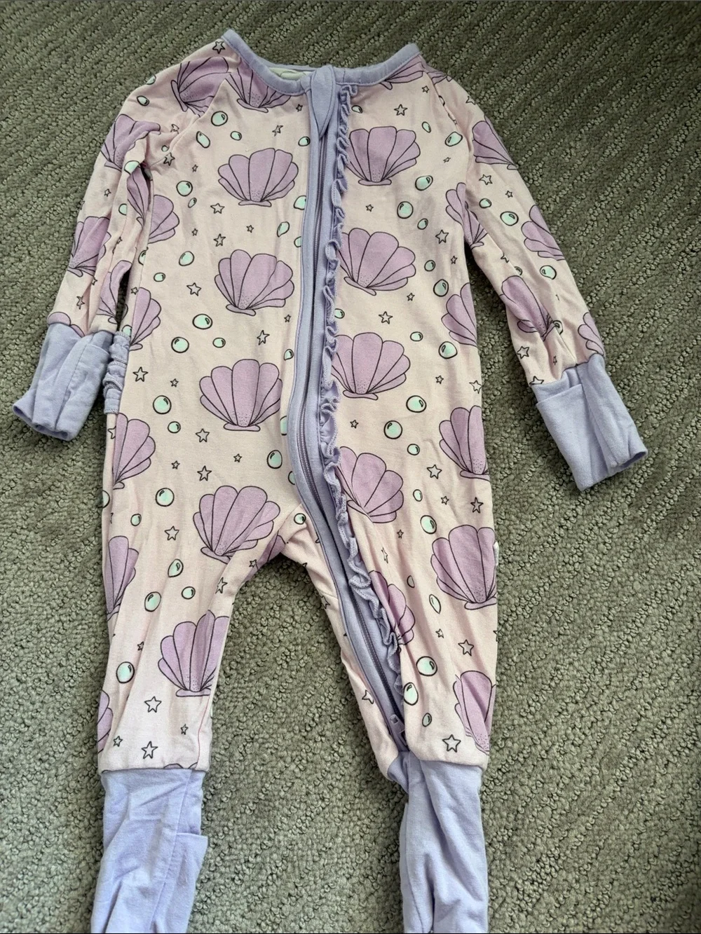Poppy kids co bamboo sea shell pajamas 0/3M